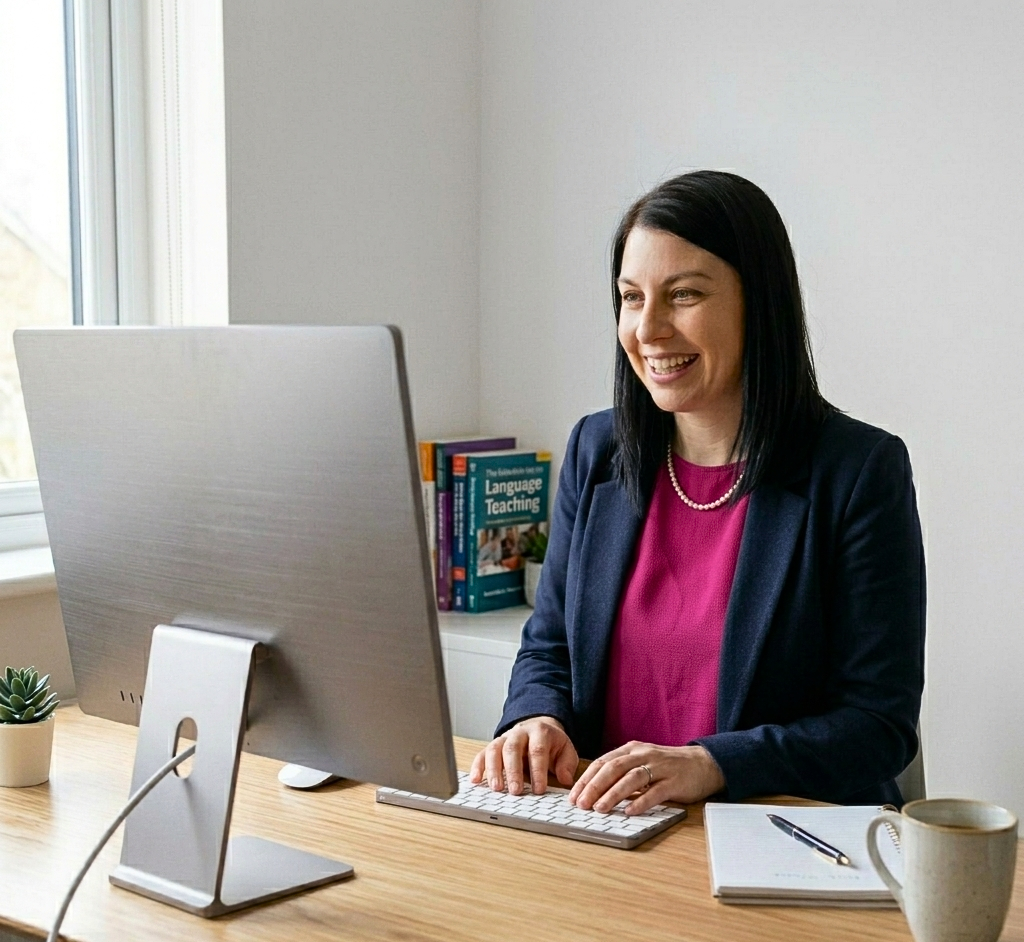 Online English teacher in Santiago de Compostela providing personalized English training and exam preparation classes.